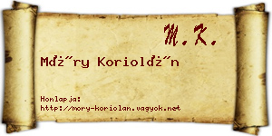 Móry Koriolán névjegykártya