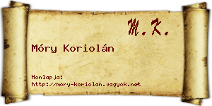 Móry Koriolán névjegykártya